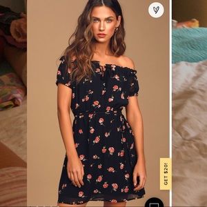 Lulus Size Small Dress, Black Floral Ruffled.